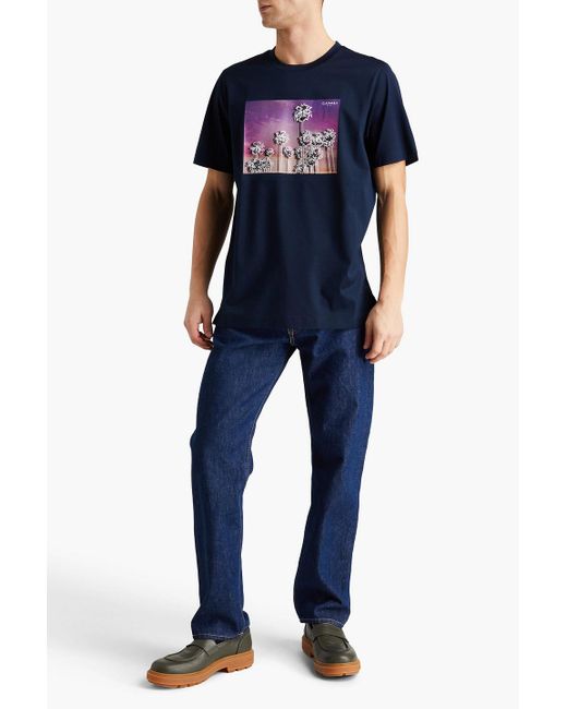 Canali Blue Printed Cotton-jersey T-shirt for men