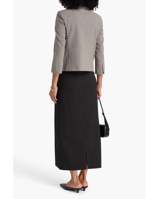 Theory Gray Cropped Wool-blend Blazer