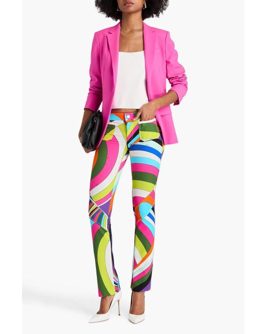 Emilio Pucci White Printed Stretch-crepe Skinny Pants