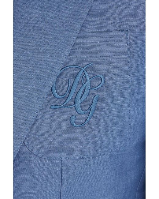 Dolce & Gabbana Blue Linen And Cotton-blend Blazer for men