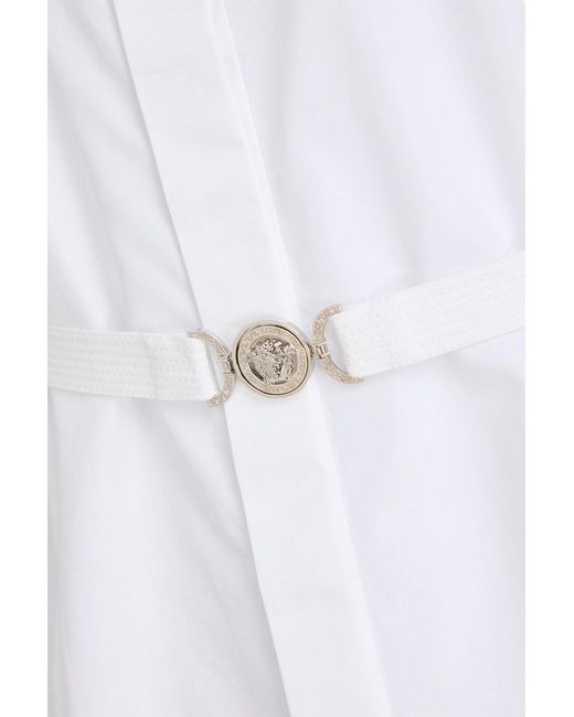 Versace White Cotton-Poplin Midi Shirt Dress