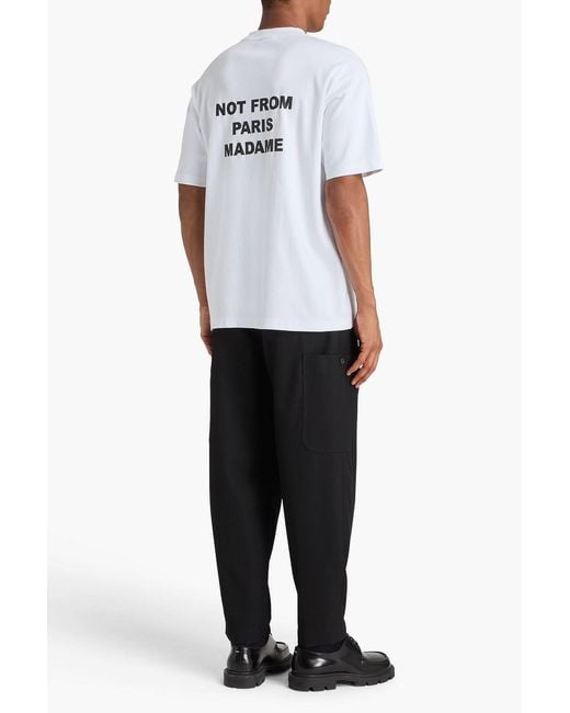 Drole de Monsieur White Printed Cotton-jersey T-shirt for men