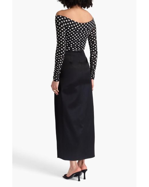 Magda Butrym Black Cutout Floral-Print Silk And Wool-Blend Satin Maxi Skirt