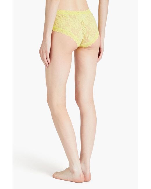 Hanky Panky Yellow Stretch-lace Mid-rise Briefs