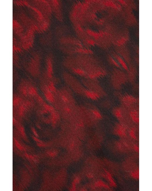 Valentino Garavani Red Pussy-bow Printed Cotton And Silk-blend Poplin Top