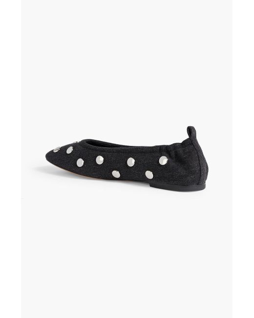 3.1 Phillip Lim Black Id Studded Denim Ballet Flats