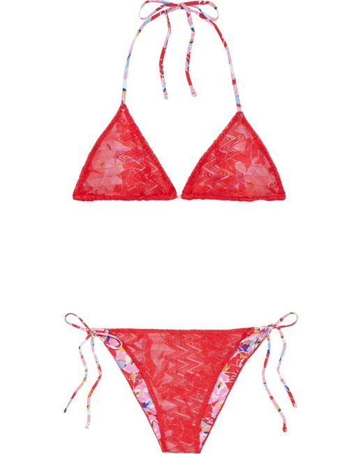 Missoni Red Mare Crochet-knit Triangle Bikini