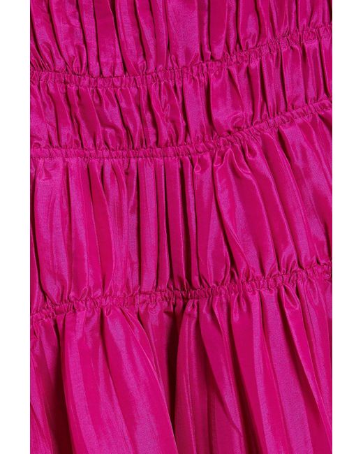 Jonathan Simkhai Pink Stefanie Shirred Taffeta Maxi Dress
