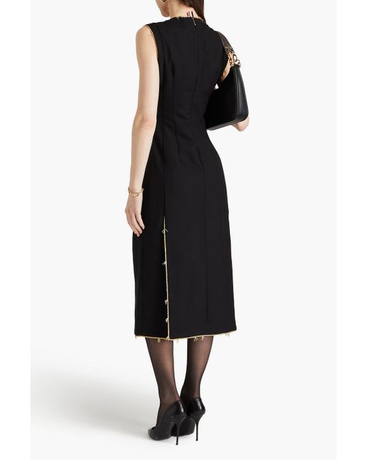 Thom Browne Black Bead-embellished Wool Midi Dress