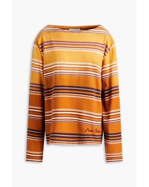 Acne Orange Enos Striped Cotton-jersey Top