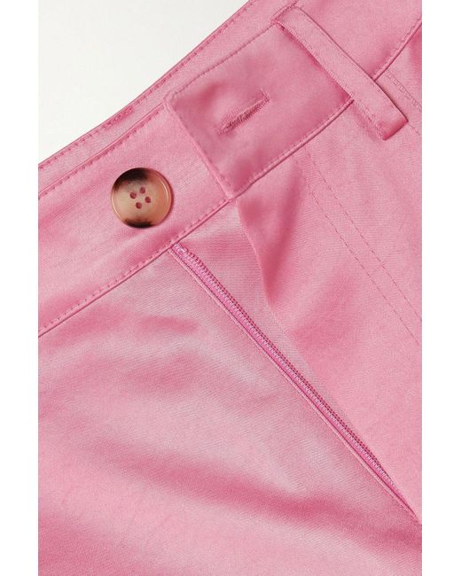 Nanushka Pink Vaeda Cropped Satin Flared Pants