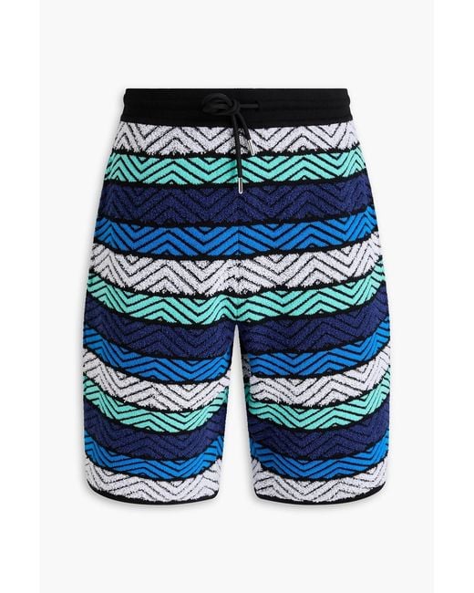 Missoni Blue Bouclé-Knit Cotton-Blend Shorts for men