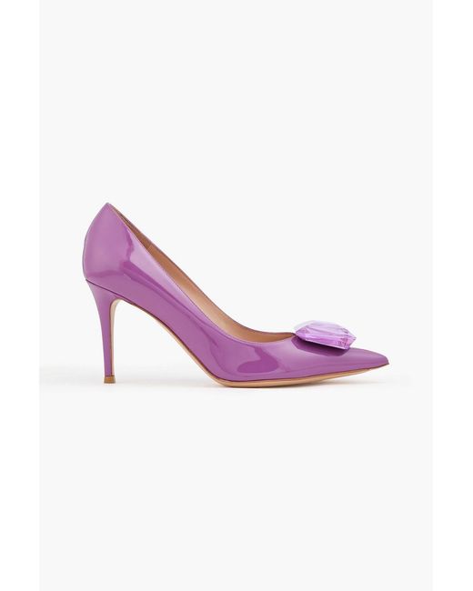 Gianvito Rossi Purple Jaipur 85 Crystal-Embellished Satin Pumps