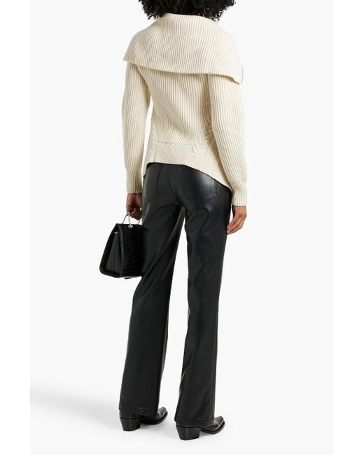 Alexander McQueen Natural Ribbed And Cable-Knit Wool Cardigan