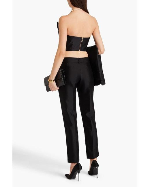 Zimmermann Black Wool And Silk-blend Straight-leg Pants