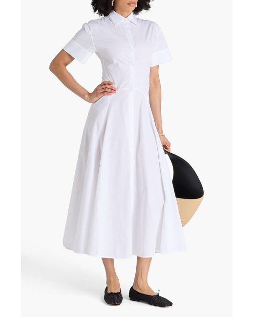 Victoria Beckham White Cotton-poplin Midi Shirt Dress