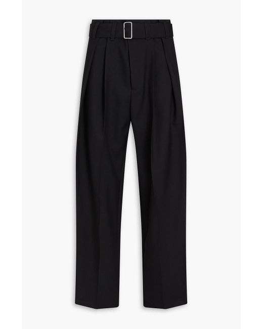 Jil Sander Black Belted Pleated Wool-twill Pants for men