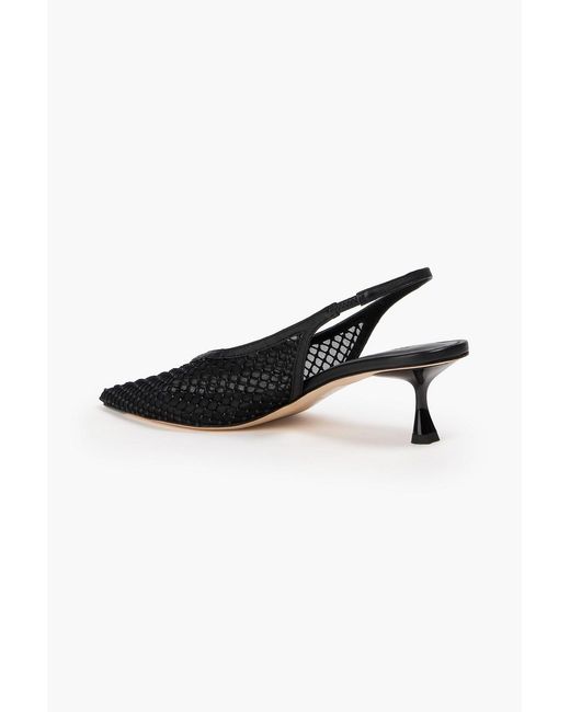 STUDIO AMELIA Black Diamante 50 Crystal-Embellished Mesh Slingback Pumps