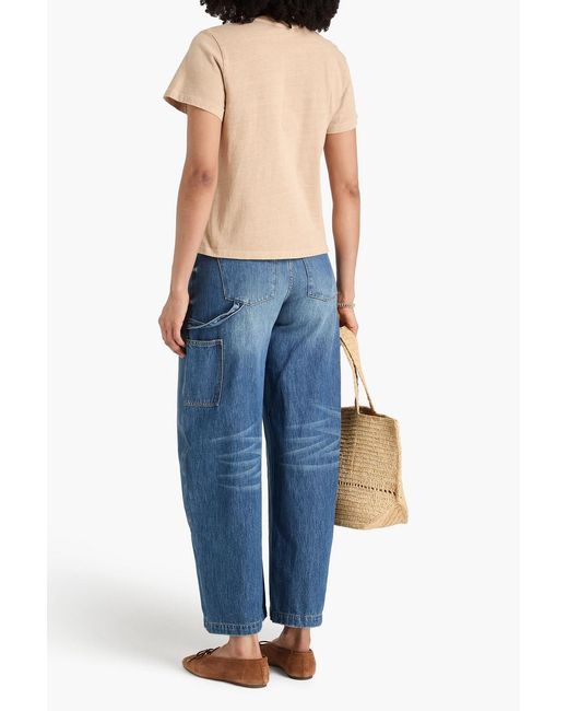 Maje Natural Embellished Cutout Cotton-Jersey T-Shirt