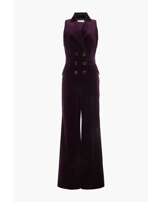 Zimmermann Purple Lucky jumpsuit mit weitem bein aus samt aus einer baumwollmischung