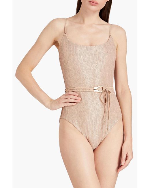 Zimmermann Natural Belted Stretch-crepe Swimsuit