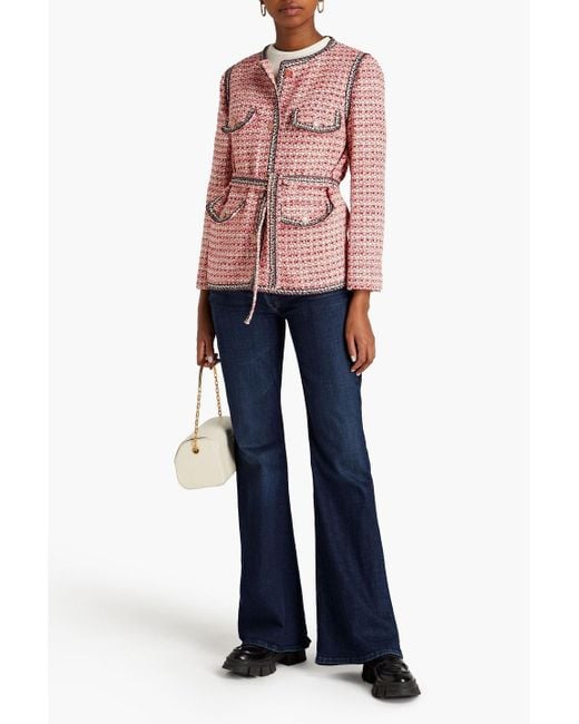 Maje Pink Metallic Cotton-blend Tweed Jacket