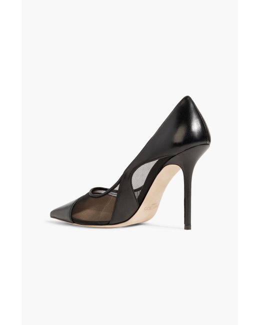 Jimmy Choo Black Love 100 Mesh And Leather Pumps