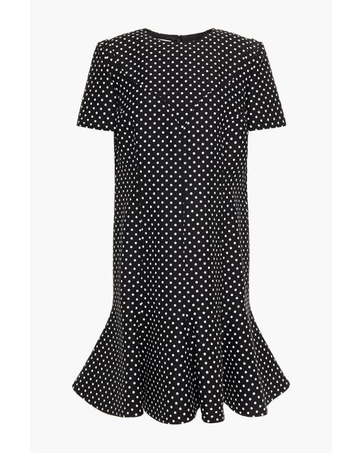 Valentino Garavani Black Polka-dot Wool And Silk-blend Crepe Mini Dress
