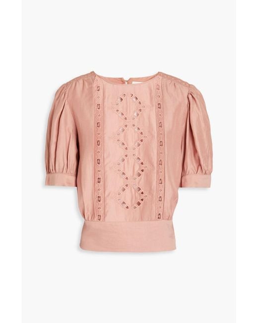 Ba&sh Pink Bacary Cutout Broderie Anglaise Top