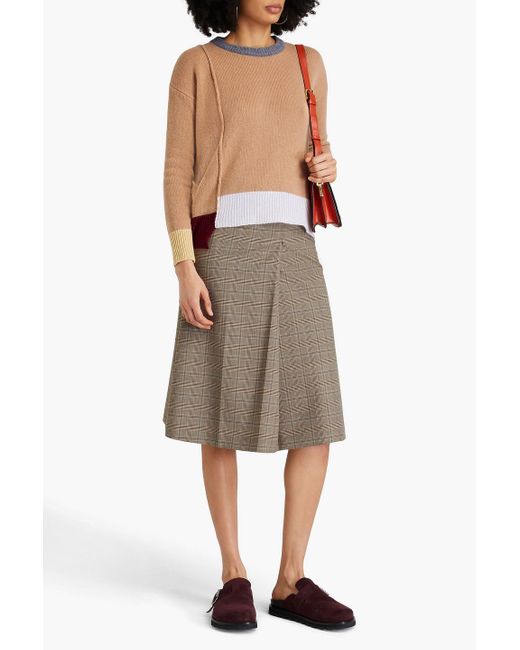 Marni Brown Color-block Cashmere Sweater