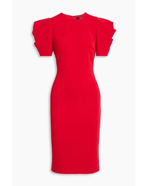 Badgley Mischka Red Pleated Crepe Dress