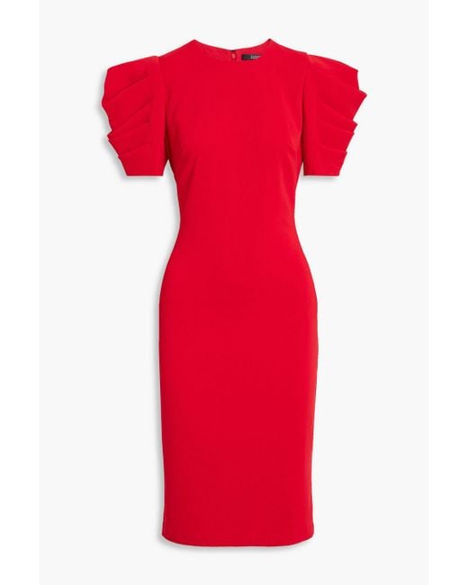Badgley Mischka Red Pleated Crepe Dress
