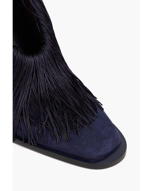 Zimmermann Blue Ankle boots aus veloursleder mit fransen