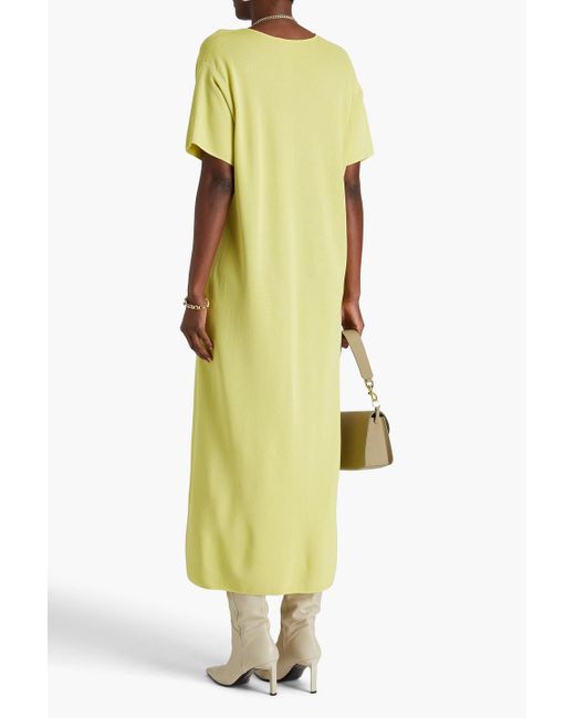 Gentry Portofino Yellow Midi-strickkleid mit metallic-effekt und gürtel
