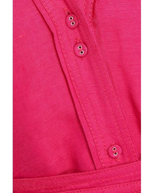 Aje. Pink Ennoble Linen-blend Midi Dress