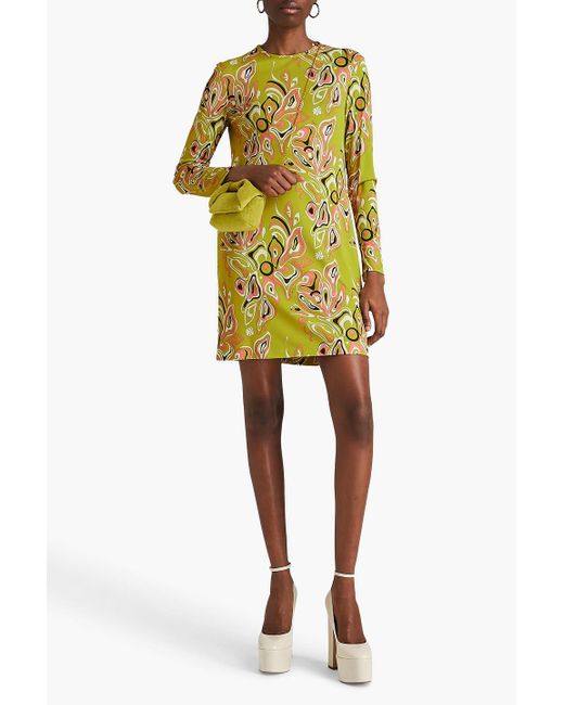Emilio Pucci Yellow Printed Jersey Mini Dress