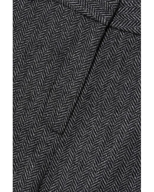 L'Agence Gray Pilar Metallic Herringbone Wool-Blend Wide-Leg Pants