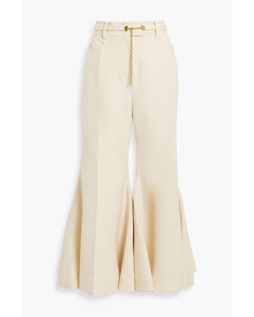 Zimmermann Natural Belted Wool-blend Flared Pants