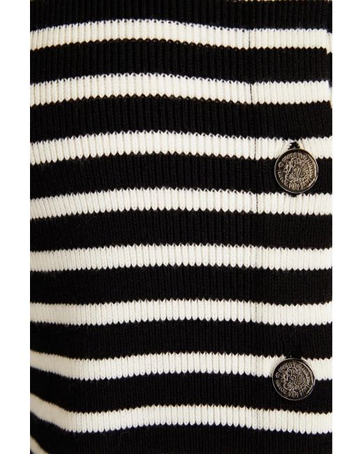 Claudie Pierlot Black Gestreifter cardigan aus einer gerippten woll-baumwollmischung