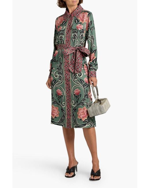 farm rio belted floral print crepe de chine maxi dress Farm Rio Belted Floral-print Crepe De Chine Maxi Dress In Black