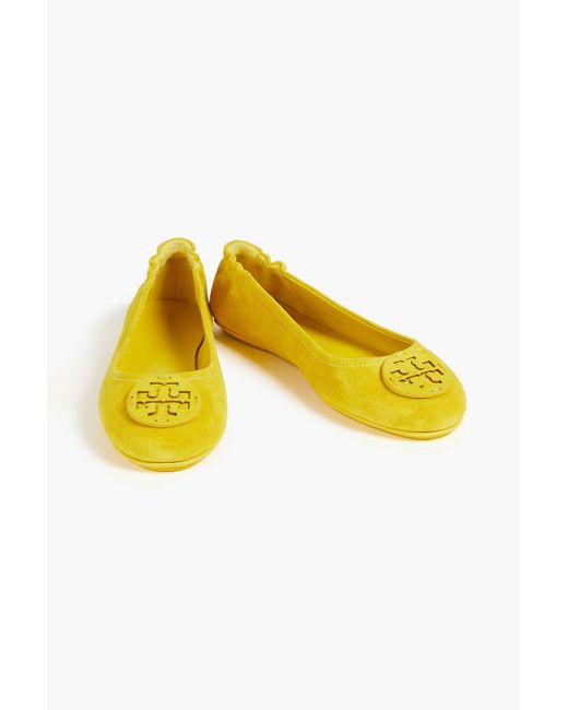 Tory Burch Yellow Suede Ballet Flats