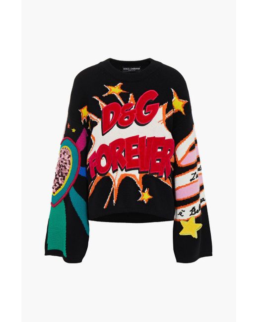Dolce & Gabbana Floral Intarsia Silk Sweater in Red Womens Jumpers and knitwear Dolce & Gabbana Jumpers and knitwear Pink 