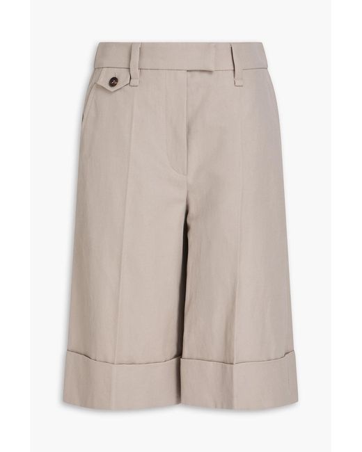 Brunello Cucinelli Natural Cotton And Linen-Blend Twill Shorts