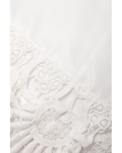 LoveShackFancy White Anjanue Bow-embellished Cutout Crochet-trimmed Woven Mini Dress