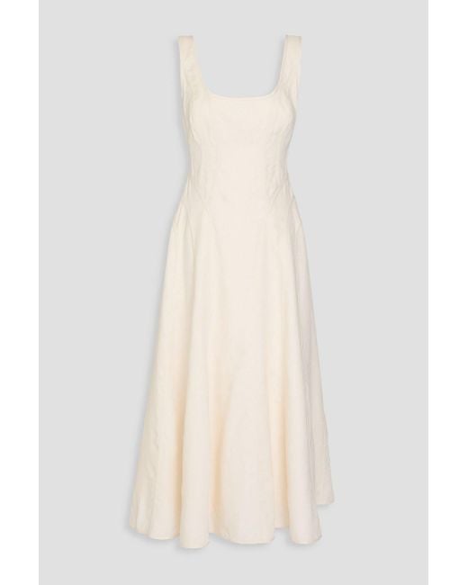 Zimmermann Natural Bead-embellished Cutout Linen Midi Dress