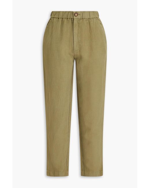 Alex Mill Green Linen, And Cotton-blend Twill Straight-leg Pants