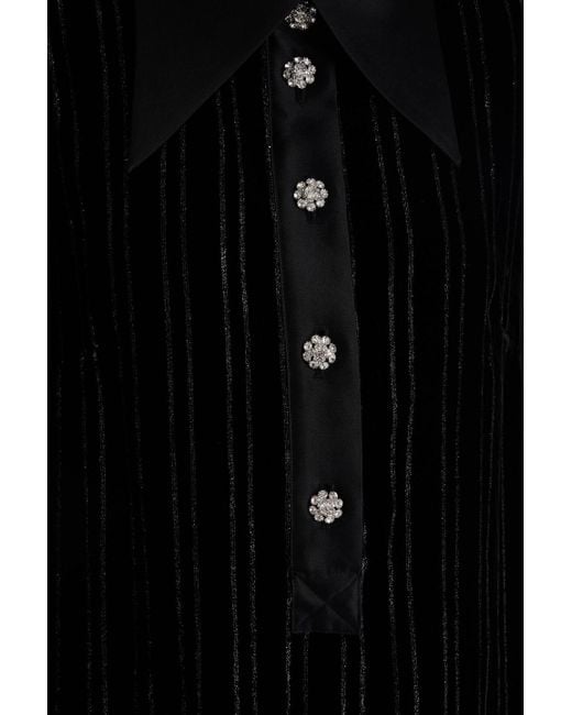 Zimmermann Black Metallic Striped Velvet Mini Shirt Dress