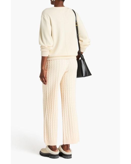 Totême  White Cable-knit Wool And Cashmere-blend Wide-leg Pants
