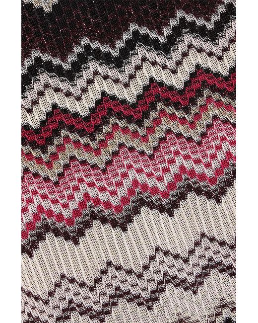 Missoni Red Metallic Crochet-Knit Mini Skirt