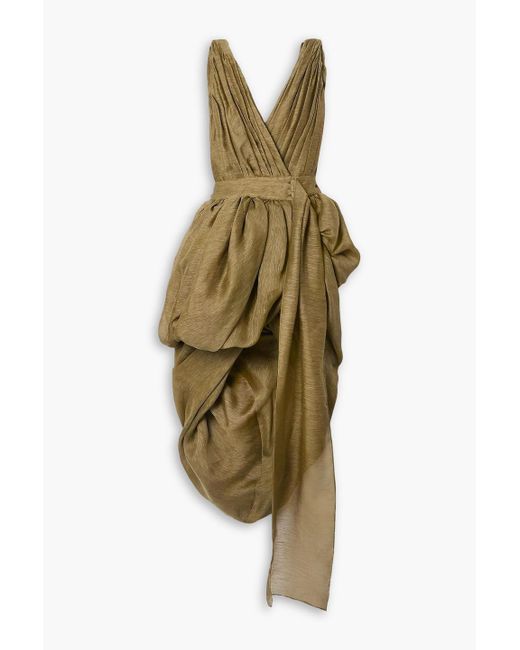 Altuzarra Green Wickelkleid "canna" aus gaze aus einer leinen-seidenmischung mit drapierung